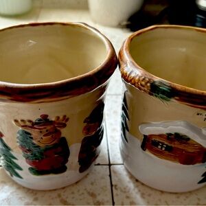 Vintage Heartland Christmas Mug set of Two Hand-painted  Discontinued Rare Find